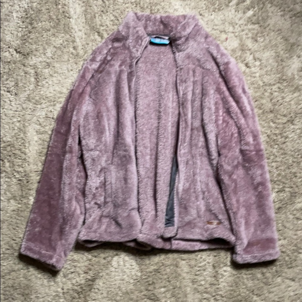 Purple fuzzy zip up jacket